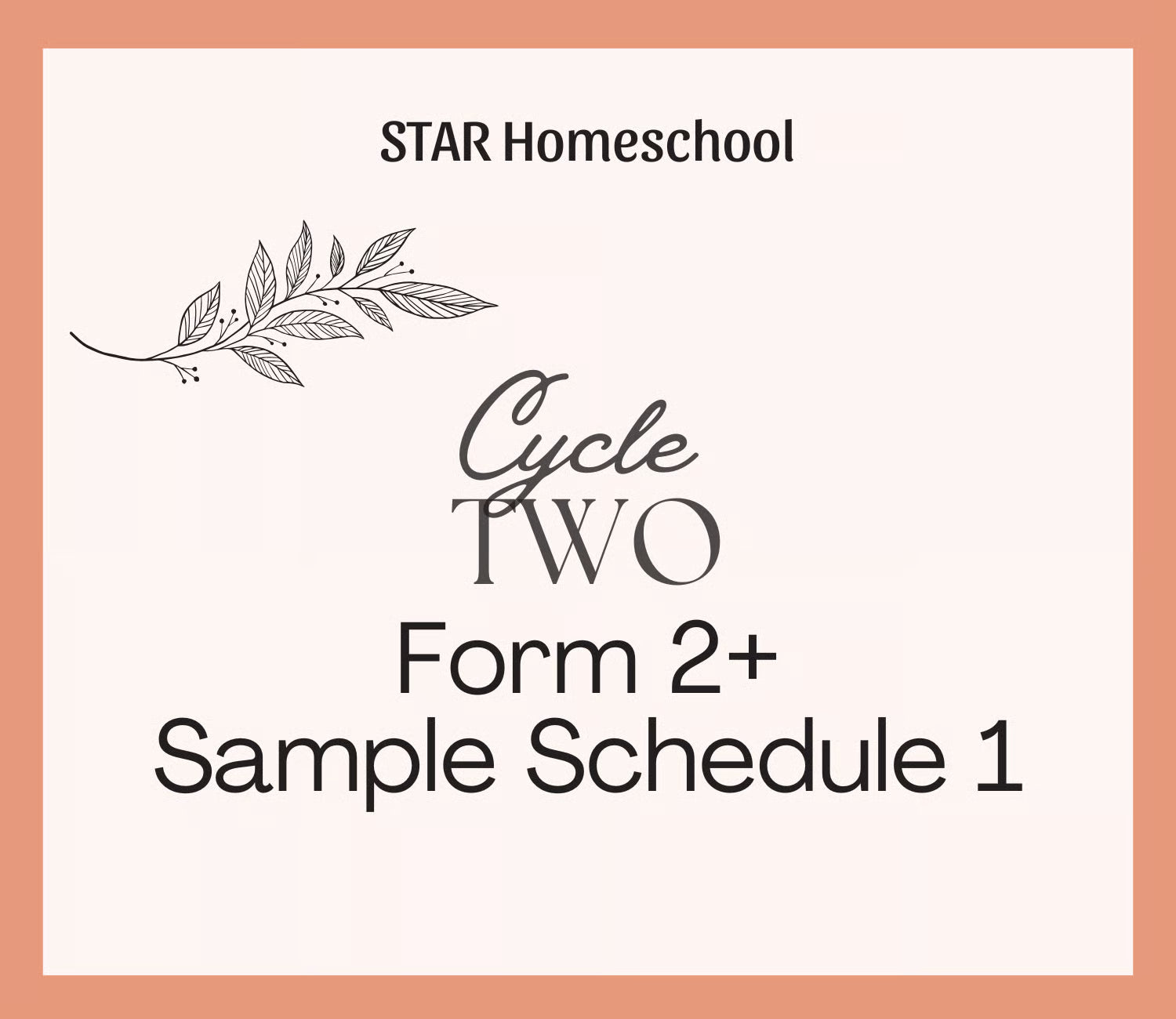 Cycle 2 Form 2+ Sample Schedule 1