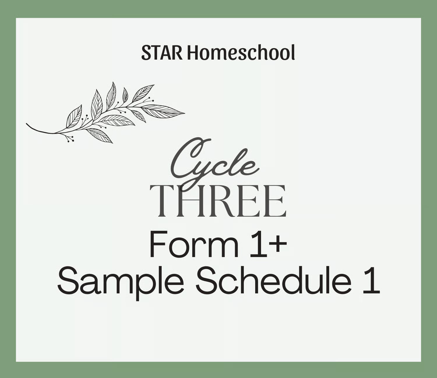 Cycle 3 Form 1+ Sample Schedule 1
