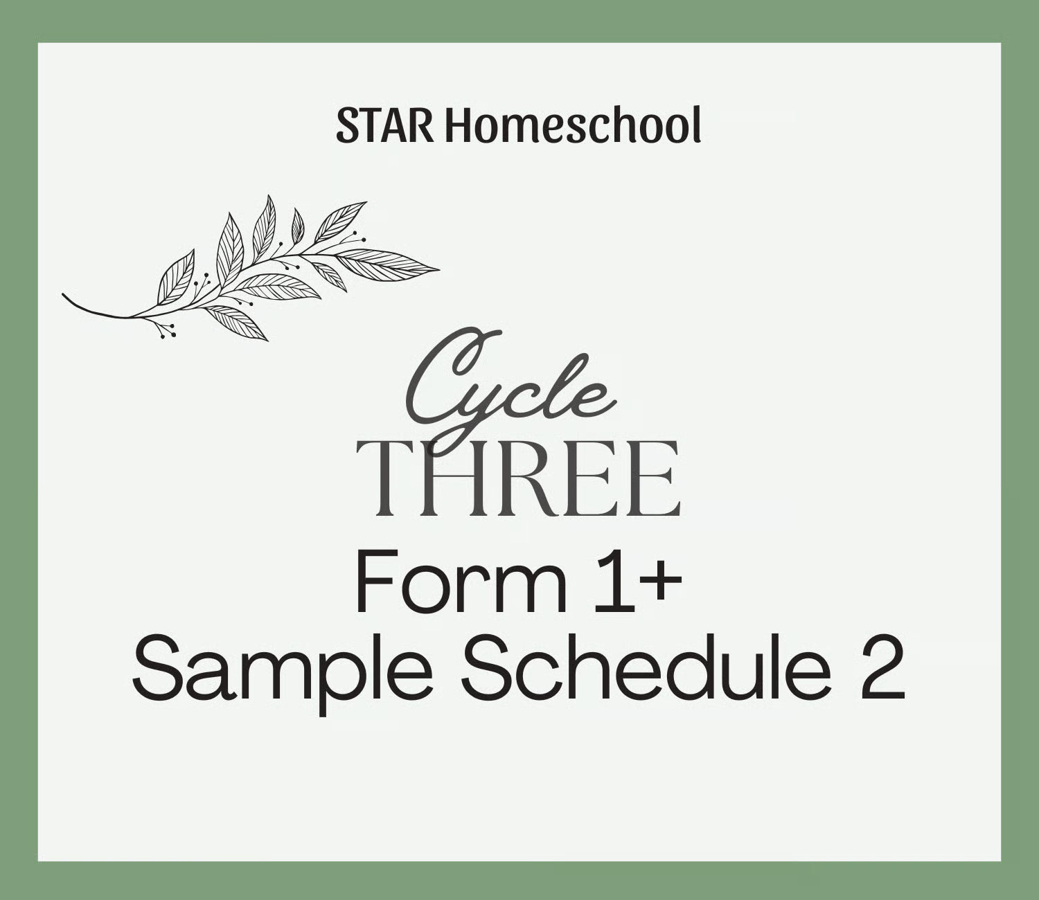 Cycle 3 Form 1+ Sample Schedule 2