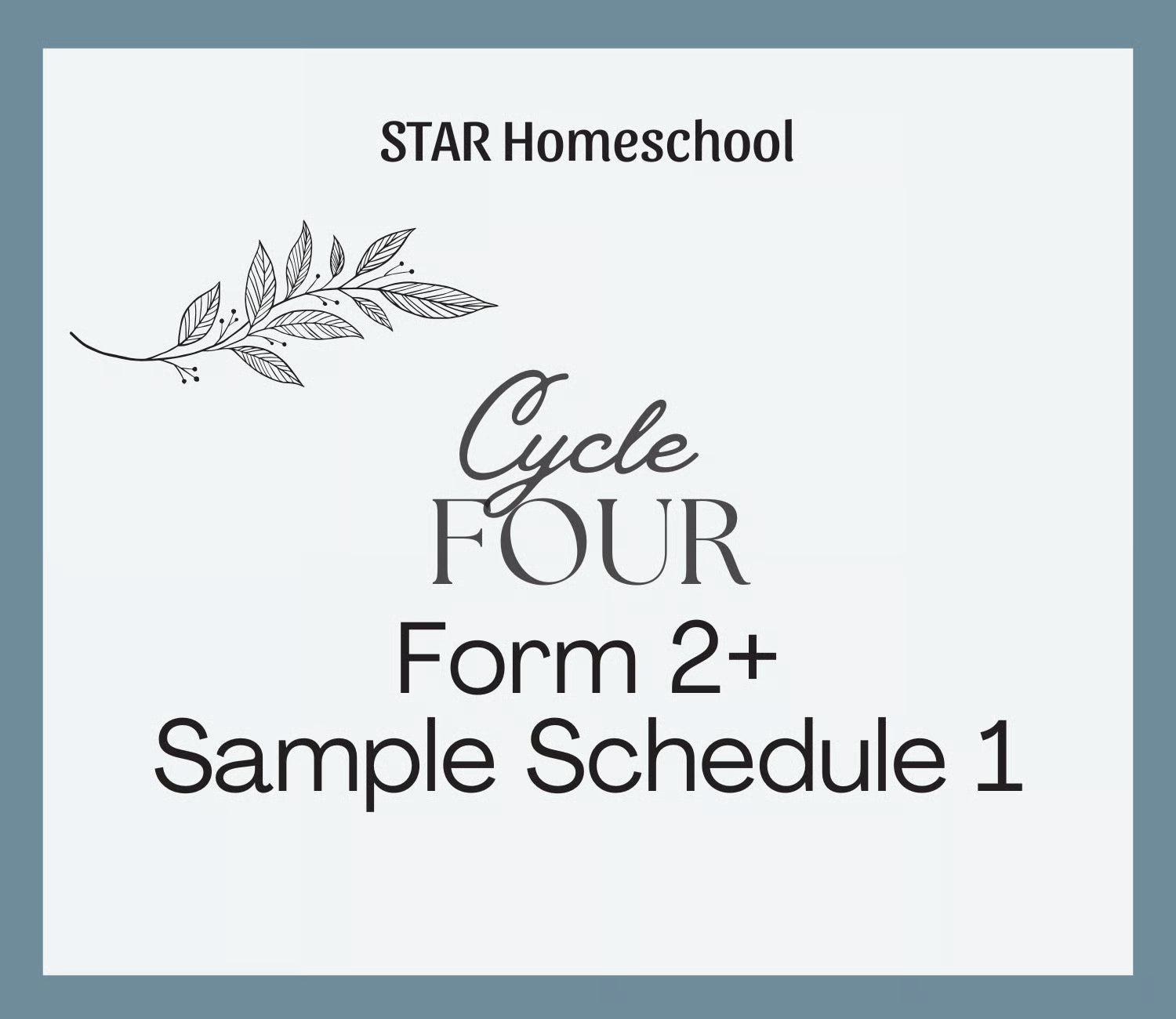 Cycle 4 Form 2+ Sample Schedule 1