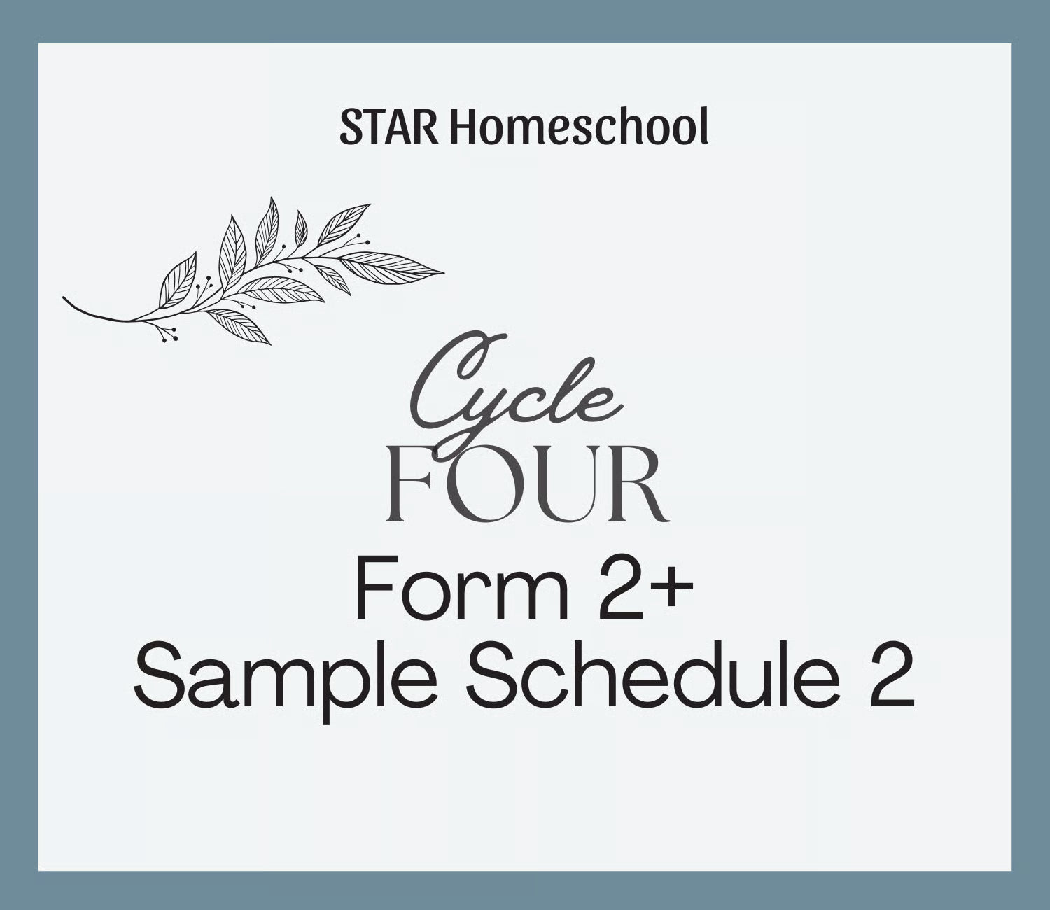 Cycle 4 Form 2+ Sample Schedule 2