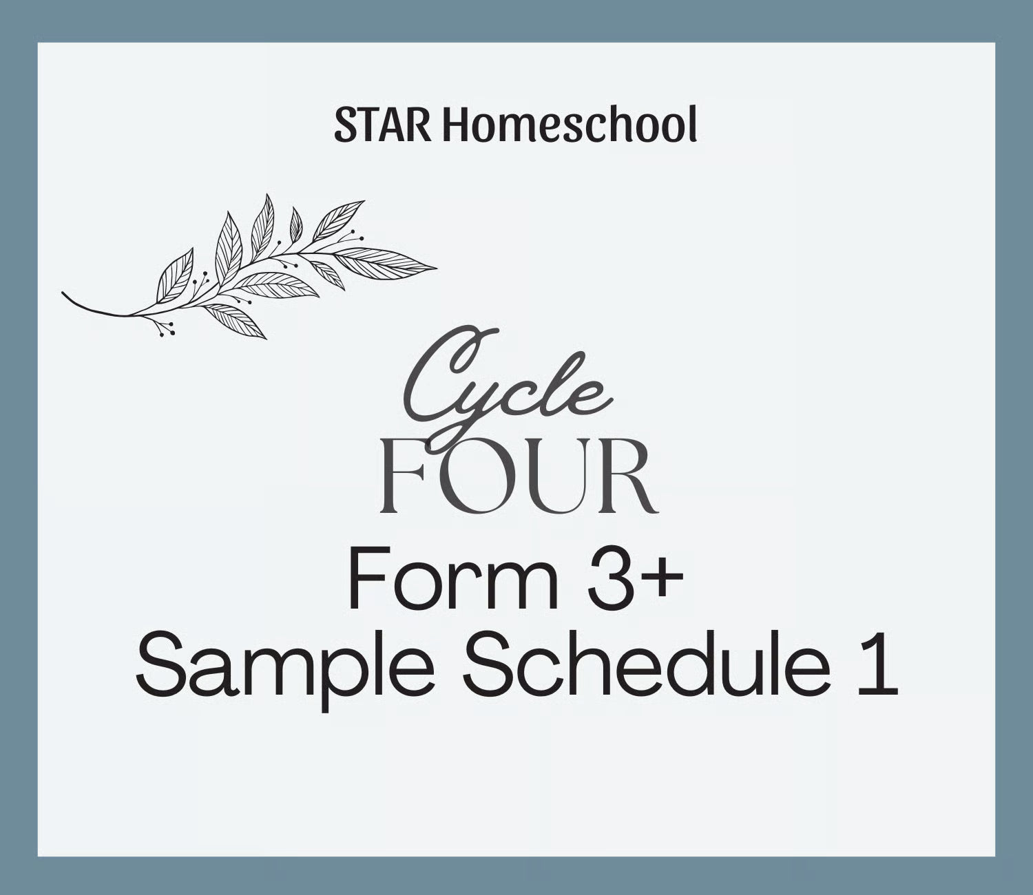 Cycle 4 Form 3+ Sample Schedule 1