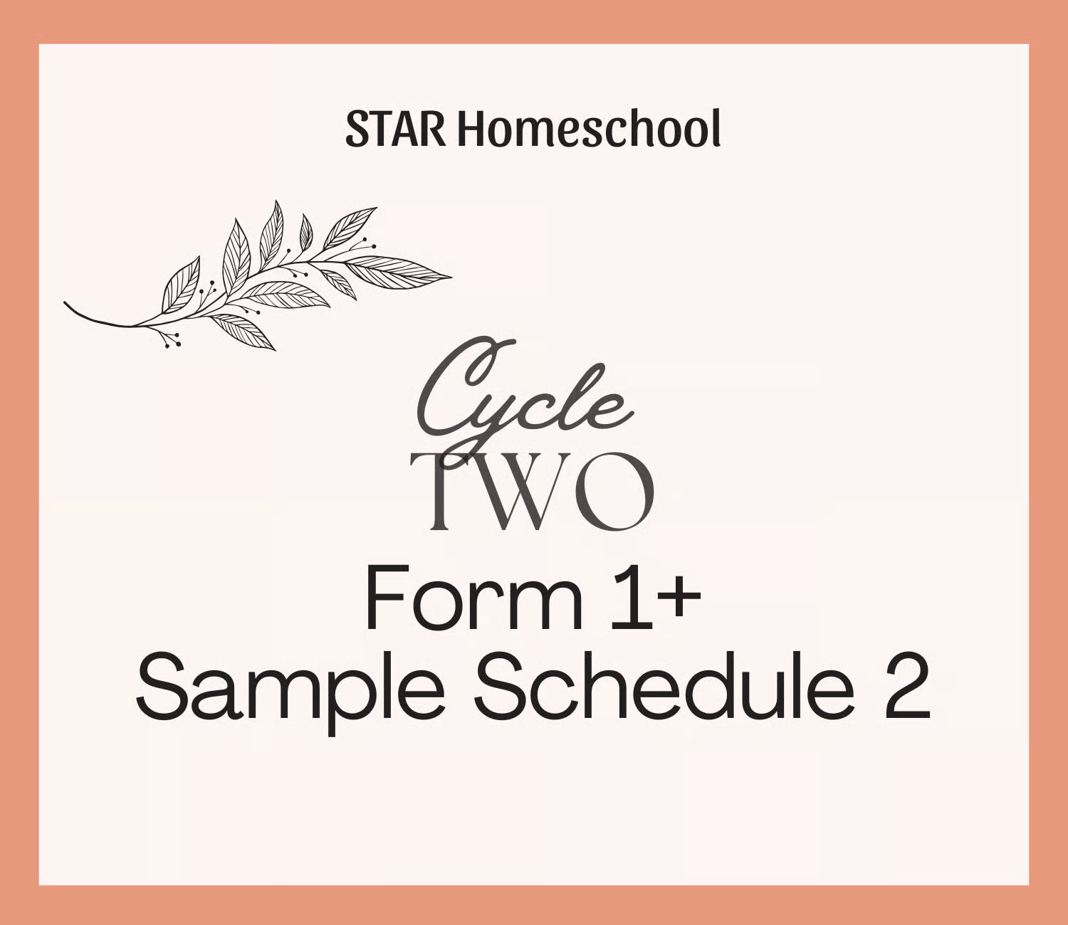 Cycle 2 Form 1+ Sample Schedule 2