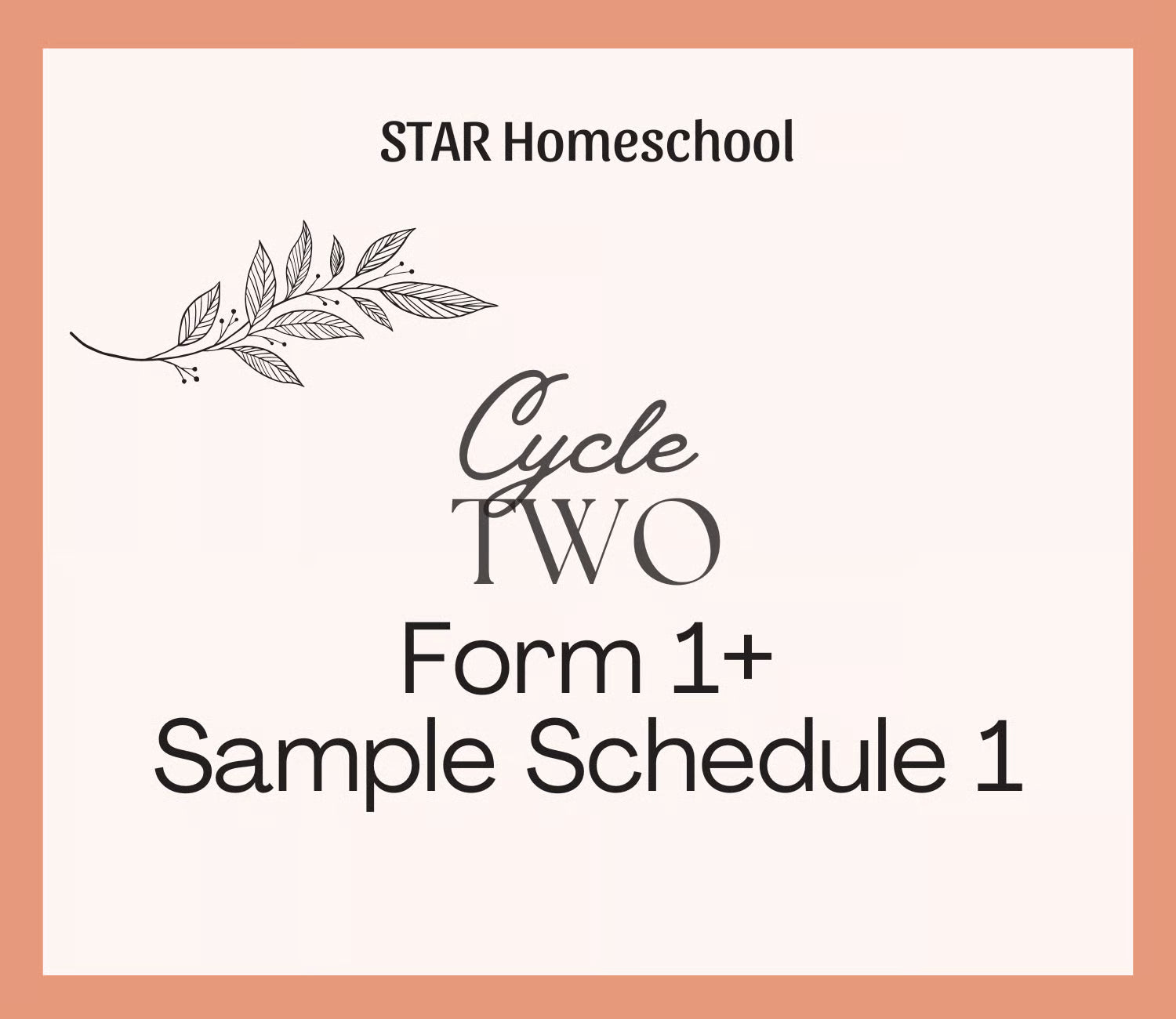Cycle 2 Form 1+ Sample Schedule 1