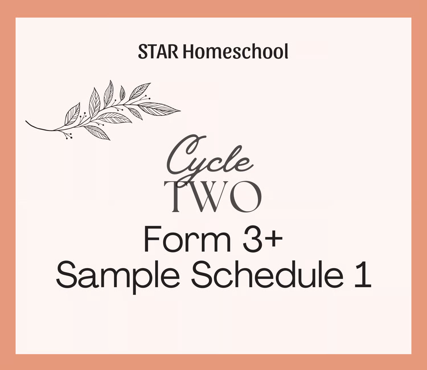 Cycle 2 Form 3+ Sample Schedule 1